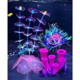 Aquarium Fish Tank Decorations with Fluorescence Effect Silicone Glow Artificial Ornament Coral Reef Plants for Aquarium Fish
