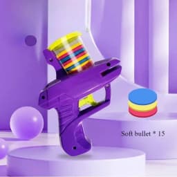 Pet Flying Disc Launcher Toy Durable Chew Resistant Interactive Play Toy with 15 Reusable Foam Discs for Cats Dogs