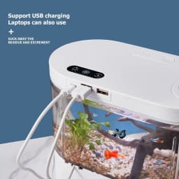 Mini Desktop Aquarium Fish Tank with Biochemical Filtration System and LED No-Change Water Integrated Ecological Water Cycle Hom