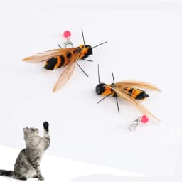 2pcs Simulation Hornet Cat Teasing Stick Replacement Head Insect Cat Toy Interactive Pet Toys For Kitten
