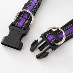 Pet Dog Double D-Ring Nylon Ribbon Collar with Quick Release Buckle Reflective Strip Traction Dog Collar Length Adjustable