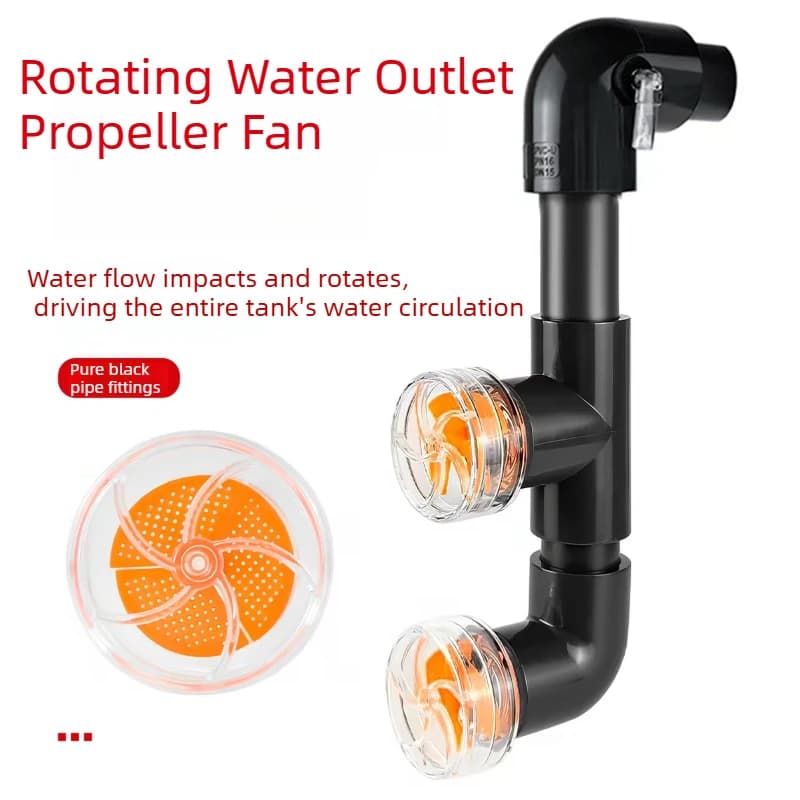 DIY Auto-Rotating 3-Blade Fan Kit for Fish Tank Outlet Tube Accessories Fish Tank Outlet Aquarium Filter Screen Accessories PVC