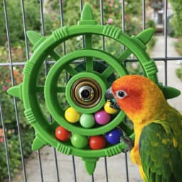 Rudder Shaped Parrot Spinner Rattle Toy Colorful Beads Bite Resistant Bird Cage Toy Plastic Parrots Rotating Toys Entertainment