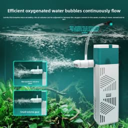 Quiet Aquarium Internal Filter - 4-in-1 Submersible Filter with Oxygen Pump for Small Tanks, Ultra Silent 30dB, High Efficiency