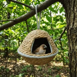 Cottage Style Weaved Bird House Breathable Hand-Woven Hanging Parrot Nest Vintage Outdoor Bird Shelter Outdoor Garden