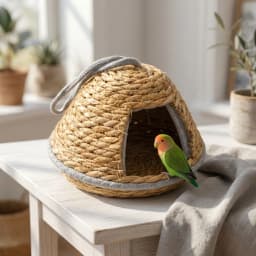 Cottage Style Weaved Bird House Breathable Hand-Woven Hanging Parrot Nest Vintage Outdoor Bird Shelter Outdoor Garden