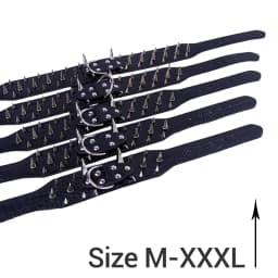 Width 2 Inch Anti-bite Spiked Dog Collars Adjustable PU Leather Necklace Heavy Duty Sharp Rivets Pet Collar Outdoor Dog Walking