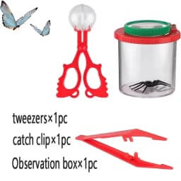 This 3-Piece Magnifying Glass Insect Collection Set Includes an Observation Box, Tweezers, and a Trap. Compact and Portable, It Helps You Get Closer to Nature and Develop Your Intelligence, Making It a Great Tool for Understanding Various Insects.