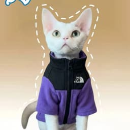 The Cat Face Color Block Fleece Jacket Hot Selling Devon Rex Cat Warm Clothes Autumn Winter Indoor Outdoor Sphynx Hairless Cat Z