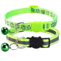 Reflective Glowing Pet Collar for Cats Dogs with Bell Safety Buckle and Dog Paw Print