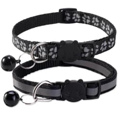 Reflective Glowing Pet Collar for Cats Dogs with Bell Safety Buckle and Dog Paw Print
