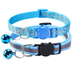 Reflective Glowing Pet Collar for Cats Dogs with Bell Safety Buckle and Dog Paw Print