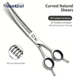 SHINENOT Pet Beauty Scissors 7inch Fish Bone Dense Teeth Scissors Bending And Trimming Hair Curved Teeth Scissors Pet Scissors