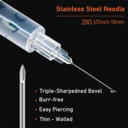 1ml 29G*13Mm Disposable Plastic Veterinary Syringe, Sterile Insulin Syringe with Orange Cap and Needle, Suitable for Pets, Farm Animals, and Laboratory Use.
