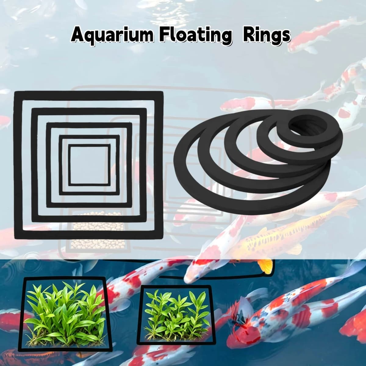 Aquarium Floating Plant Ring, Foam Duckweed Water Grass Barrier Circle, Fish Tank Floating Isolation Ring for Aquascape Decor