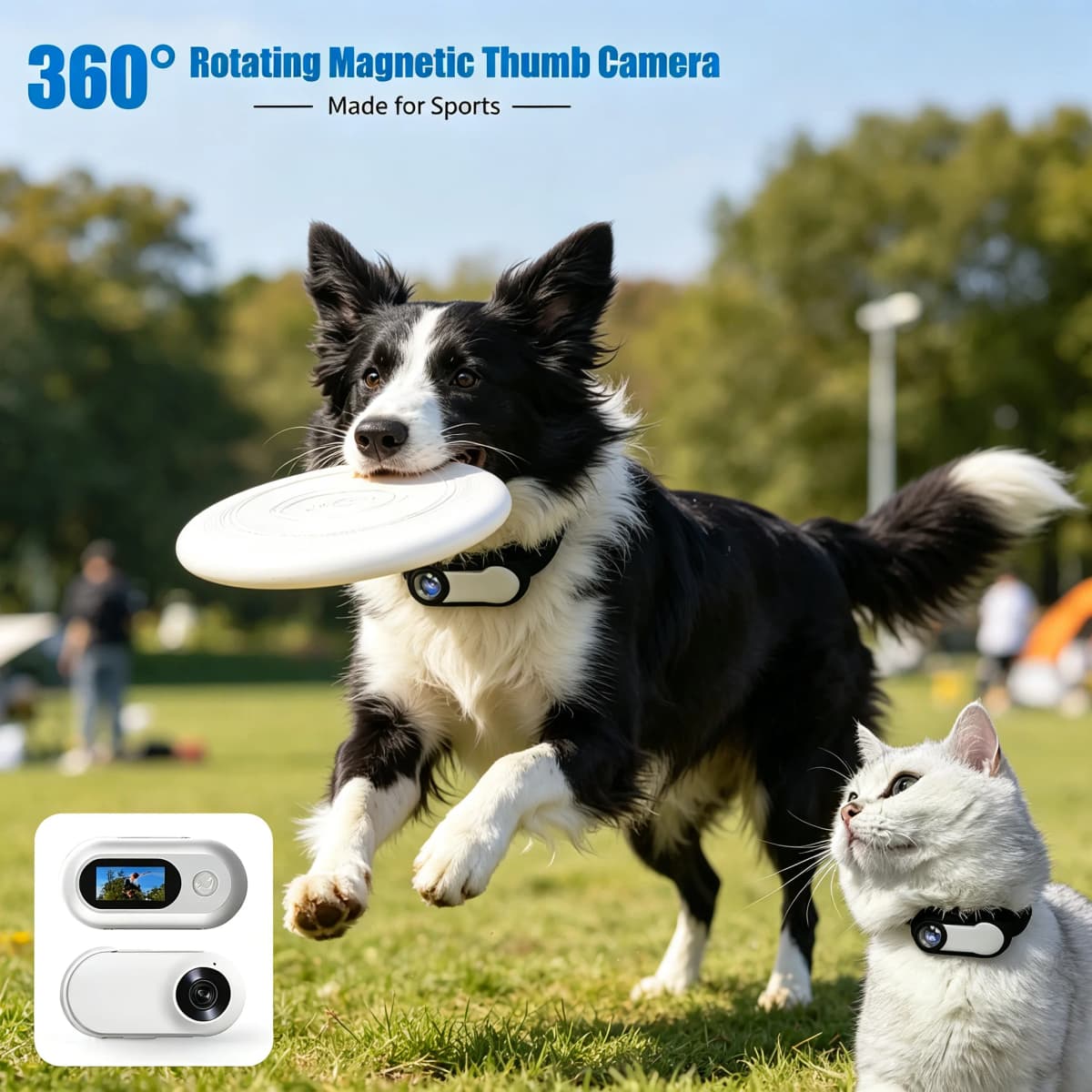 360°Rotation Pet Camera 120° Wide Angle Mini Body Camera Portable Pocket Collar Cam Outdoor Video Recorder For Dogs Cats