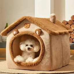 Winter Warm Foldable Pet House Detachable Washable Liner Comfort Kennel Bed for Small Medium Dogs and Cats Indoor Rest Nest