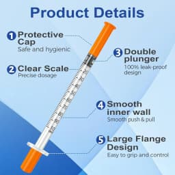 100/200PCS 0.5/1ml Syringes with Needle Individual Packaging Pain-Free for Laboratory And Insulin Syringe Pet Supplies