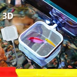 3D Fish Net Aquarium Square and Round Net with Suction Cup Telescopic Stainless Steel Handle Gear for Catching Fish Shrimp Tank