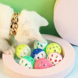 6/100Pcs Cat Toy Balls Pet Cat Kitten Play Plastic Balls with Jingle Bell Pounce Chase Rattle Toy Cat Toys Bulk Random Color