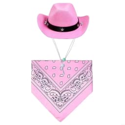 Dog Cowboy Costume Hat Bandanas Set Dogs Adjust Caps Festival Props Outfit