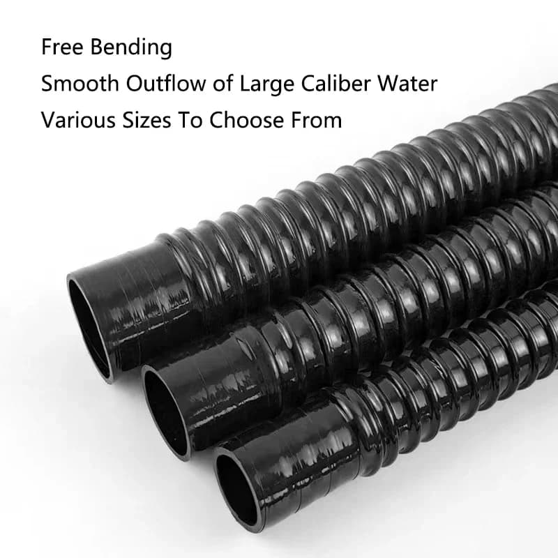 Black Flexible Corrugated Aquarium Hose Durable Fish Tank Inlet Outlet Joint Hose Water Pump Supplies Pipe Easy Install 50/100cm