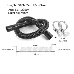 Black Flexible Corrugated Aquarium Hose Durable Fish Tank Inlet Outlet Joint Hose Water Pump Supplies Pipe Easy Install 50/100cm
