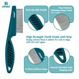 Oitabi 3/4/5/6Pcs Dog Grooming Comb Set, Pet Flea Lice Stainless Steel Cat Combs, 2-in-1 Double Sided Dogs Tear Stain Remover
