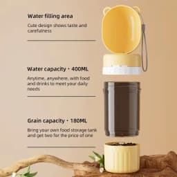 2-in-1 Leakproof Pet Bottle: 400ml Water + 180ml Food | On-the-Go Dog/Cat Travel Bowl for Hiking/Camping | Compact Dual Storage