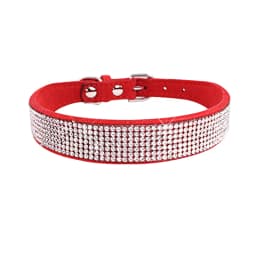 XXS-L Suede Fiber Crystal Dog Collar Comfortable Glitter Rhinestone Dog Collars Zinc Alloy Buckle Collar for Small Dogs Cats