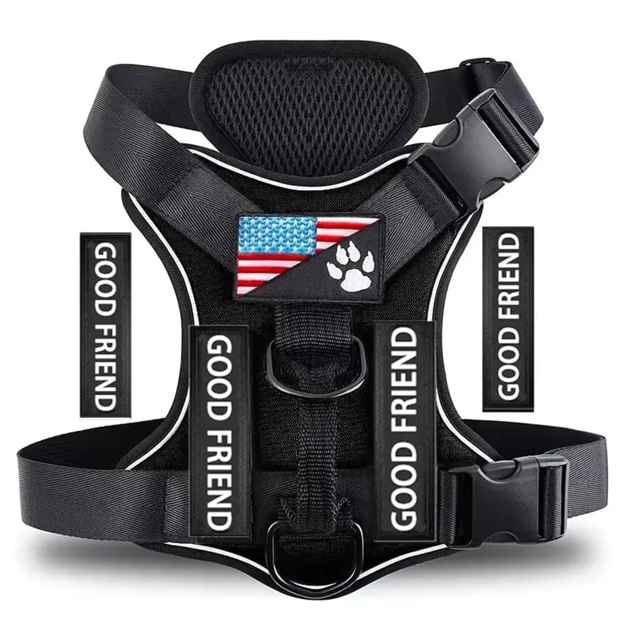 Dog Harness, Reflective Dog Vest Harness With 5PCS Patches, Adjustable Soft Oxford Pet Harness, Inner Layer Mesh, Easy T