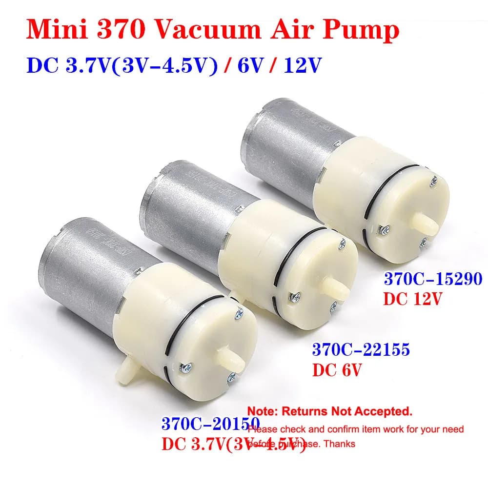 1PC 3.7V/ 6V/ 12V Small 370 Motor Diaphragm Air Pump Vacuum Negative Pressure Suction Pump for Breast Pump Inflator Aquarium