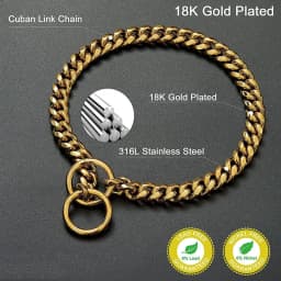Golden Stainless Steel Dog Necklace P Chain Titanium Steel Dog Collar for All Stage Dog Breeds for Pet Training