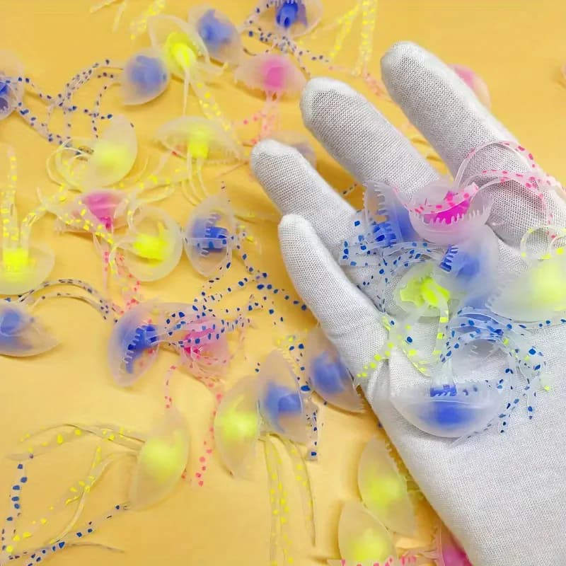 5PCS Colorful Artificial Glowing Effect Silicone Vivid Jellyfish Fish Tank Aquarium Decor Submarine Ornament Decoration Aquatic