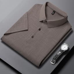 2026 Men's New Printed Business Casual Short sleeved POLO Shirt Fashion Short sleeved Comfortable and Breathable Top