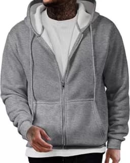 Men's Long Sleeve Zipper Hoodie Autumn Winter Fashion Casual Loose Fit Sweatshirt Sportswear Male Outfit