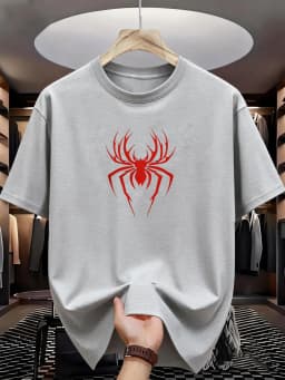 Summer Casual Sports Loose T-shirt Men's and Women's Simple spider Printed Round-neck Short-sleeved Top
