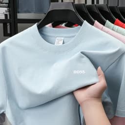 High end brand round neck short sleeved T-shirt embroidered letters men's 2026 summer new 100% cotton casual breathable T-shirt