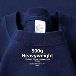 xinjiang cotton500G Heavy PureCotton Thick Drop Shoulder Short sleeve T-shirt Solid Loose Casual Men's and Women's Basic Half