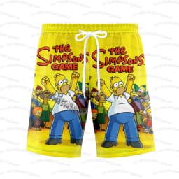 26 Holiday Summer Vacation Hawaiian Shorts Men's The Simpsons Print Shorts Doughnut Waves Print T-Shirt Beach Men Shorts S