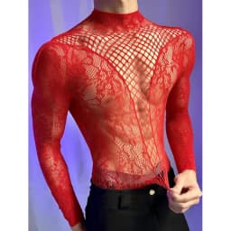 2026 New Men's Long Sleeve Tight-fitting T-Shirt Cutout Backless Short-Sleeve Sissy Top Round-Neck Sheer Summer Fitted Tank Vest