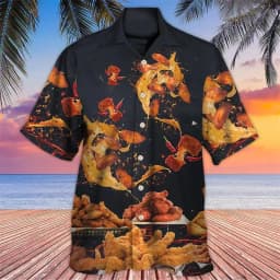Newest Loose Breathable 3D Print Trendy Cool Fashion Chicken Shirts Beach Hawaiian Top Short Sleeves Summer Men's Men Tee
