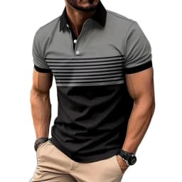 The 2025 Summer New Men's POLO Shirt Features a Casual Fashionable Soft and Comfortable 3D Striped Pattern Print