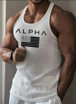 Fitness Sports Vest Large Size Men's Sleeveless Summer Knitted Vertical StripeLeisure Slim Men's Vest Men's L-Line Vest Men's