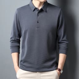 Men's Business Casual Polo Long Sleeve T-shirt Summer Comfortable Top
