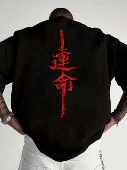 Japanese Samurai Sword Print 100% Cotton Trend Men Women T-shirt Summer Autumn Daily Outdoor Sports Party Casual Short Sleeve