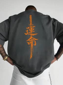 Japanese Samurai Sword Print 100% Cotton Trend Men Women T-shirt Summer Autumn Daily Outdoor Sports Party Casual Short Sleeve