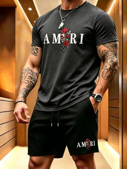 2026 summer T-shirt shorts short sleeved two-piece men's casual sports suit fashionable casual trendy clothing Sportswear set