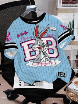 2026 Summer Men's Women's Short Sleeve T-Shirt Tweety Rabbit Cartoon Print Quick drying Round Neck Casual T-shirt Top