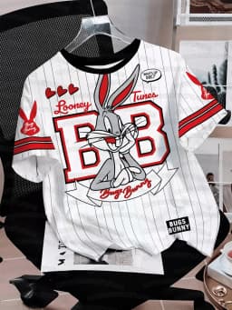 2026 Summer Men's Women's Short Sleeve T-Shirt Tweety Rabbit Cartoon Print Quick drying Round Neck Casual T-shirt Top